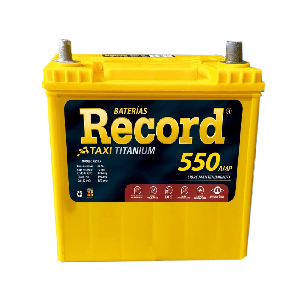 Batería Record Taxi Titanium libre de mantenimiento